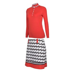 Set váy áo golf Handee Đen Đỏ Hoạ Tiết Thunder Flash